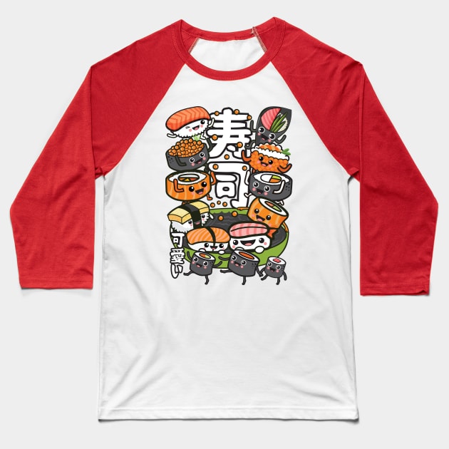 Sushi kawaii Baseball T-Shirt by Plushism